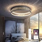 LED Deckenleuchte Mit Fernbedienung und App-Steuerung Dimmbar Schlafzimmer Lampe, Deckenleuchte Rund Schwarz Gold Aushöhlen Design Wohnzimmer