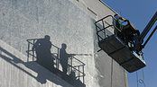 Reinigung der Hausfassade
